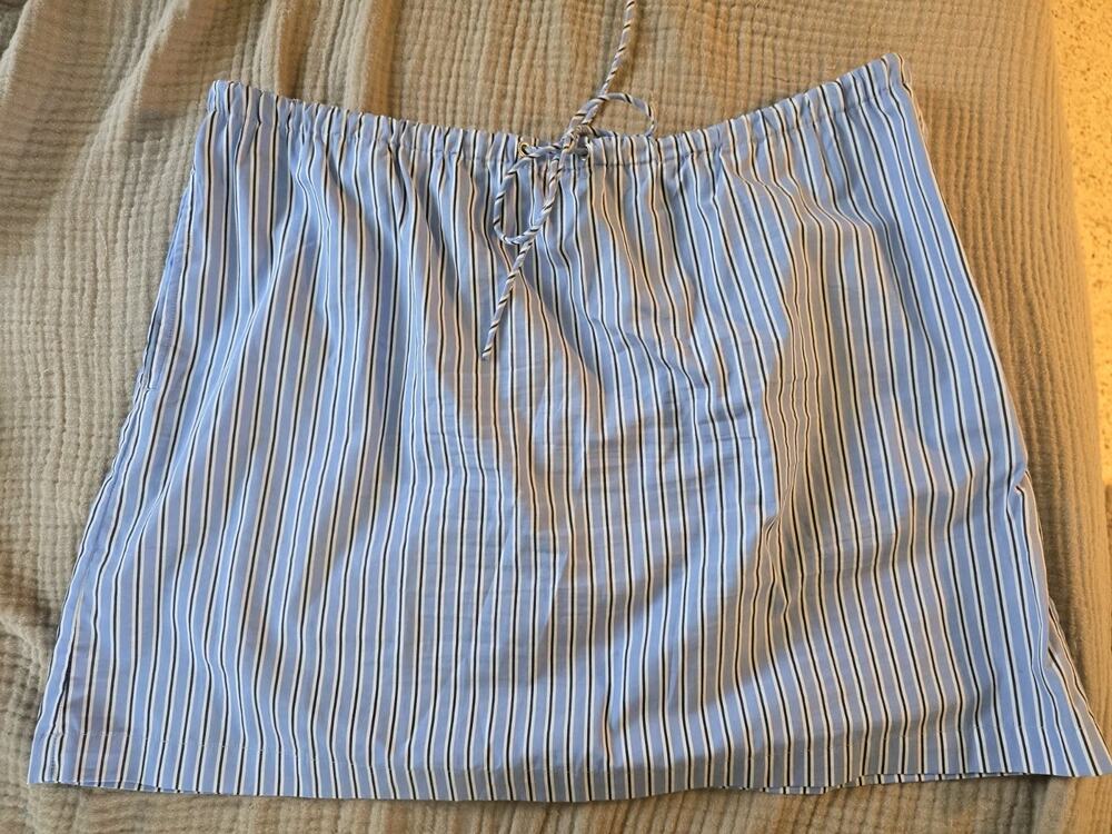 J.Crew Skirt Womens M Blue Striped Regenerative Cotton Poplin Mini Drawstring